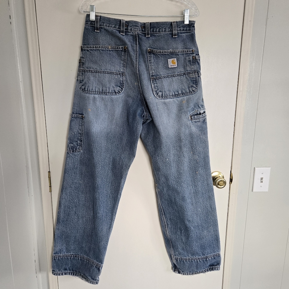 Carhartt Blue Denim Jeans Men's 32 with Paint Splatter - Picture 8 of 11